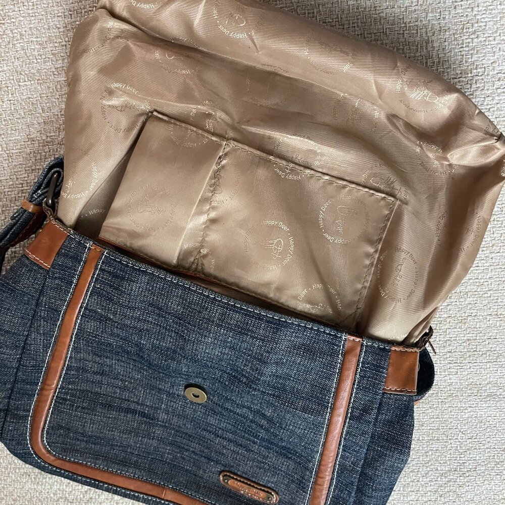 HAPPY DEER bag Jeans crossbody bag Dark blue jeans/brown leather shoulder bag - Picture 10 of 16